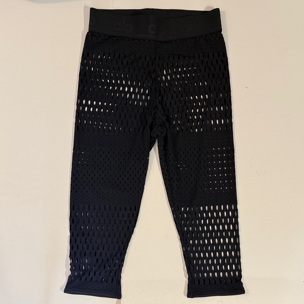 ALO Yoga Black Open Knit Perforated Leggings XS - Picture 3 of 7